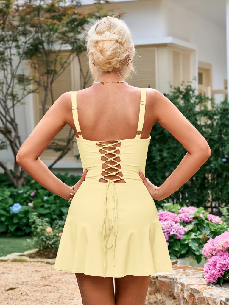 Bow Knot Gathered Bust Cami Dress