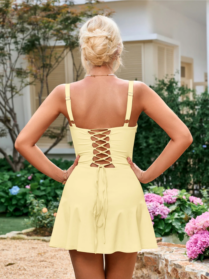 Bow Knot Gathered Bust Cami Dress