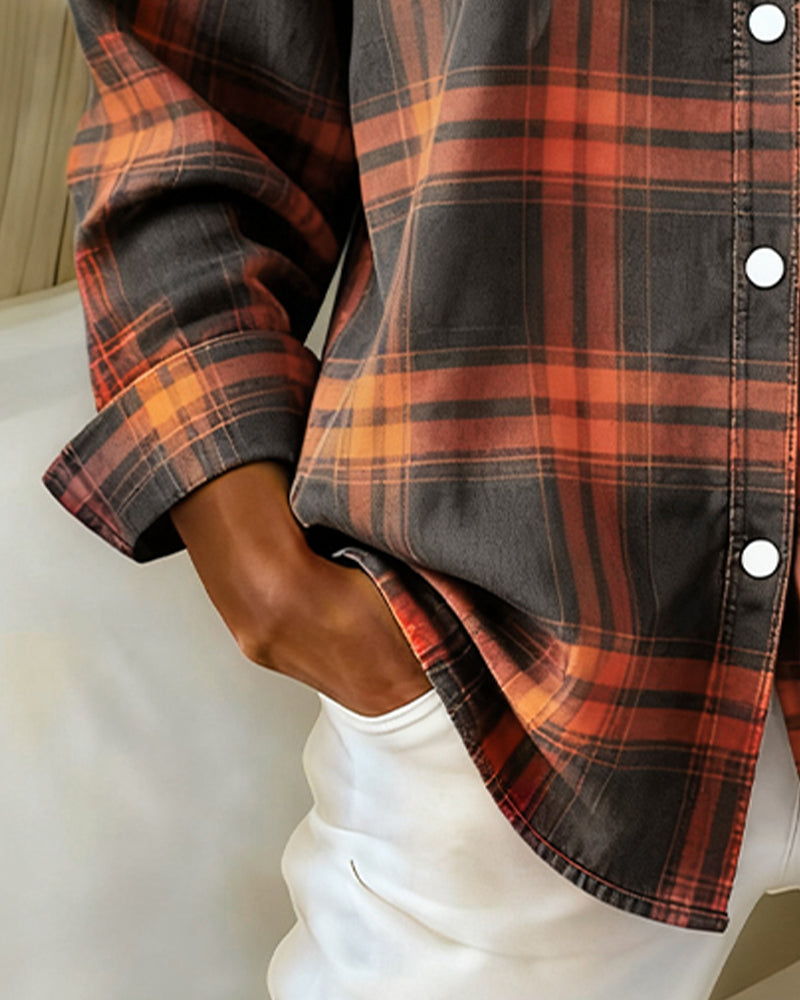 Classic Plaid Lapel Shirt