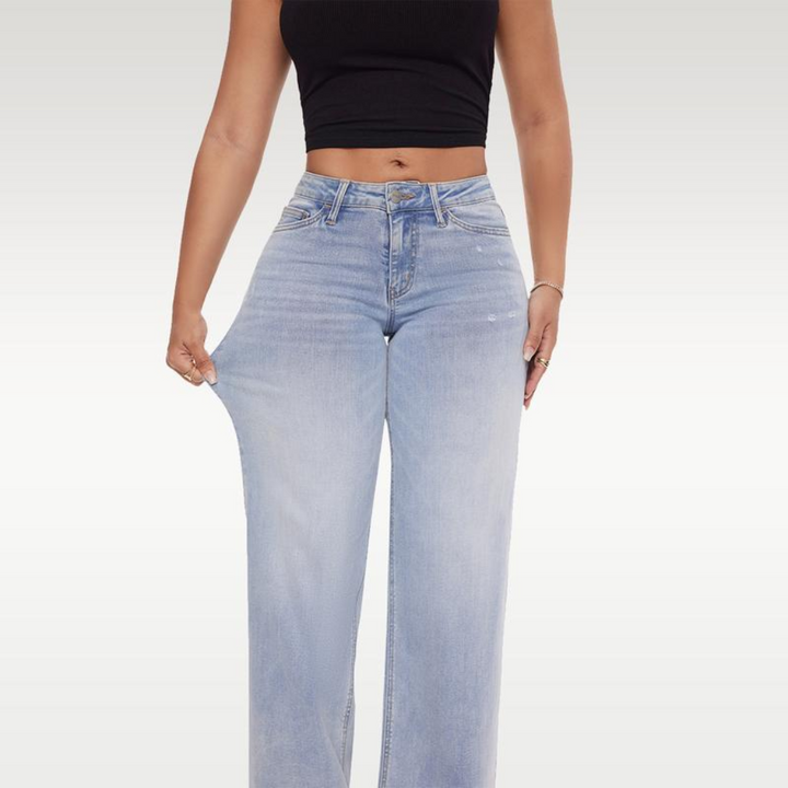 Mid-Low Rise Stretch Wide-leg Baggy Jeans