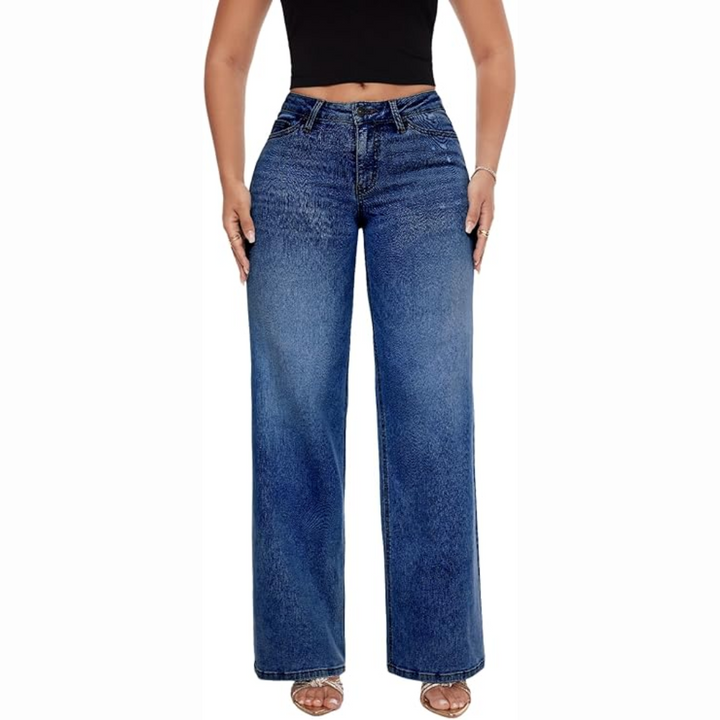 Mid-Low Rise Stretch Wide-leg Baggy Jeans