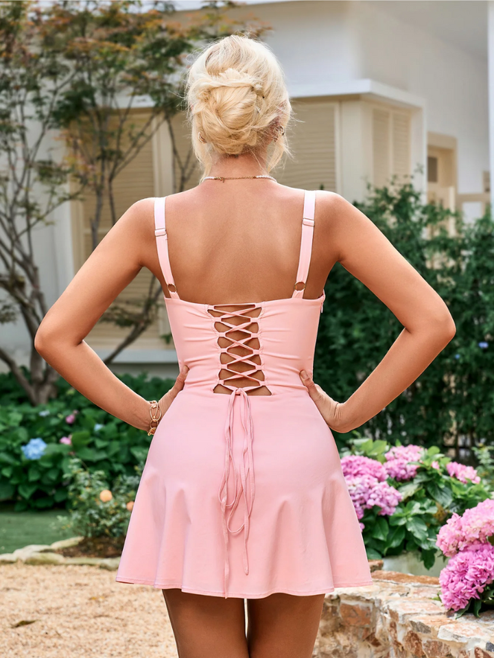 Bow Knot Gathered Bust Cami Dress