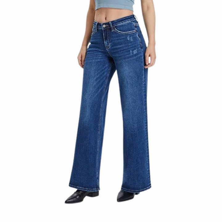 Mid-Low Rise Stretch Wide-leg Baggy Jeans