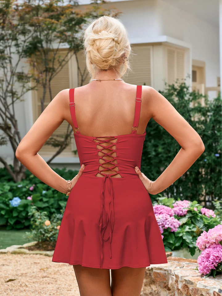 Bow Knot Gathered Bust Cami Dress